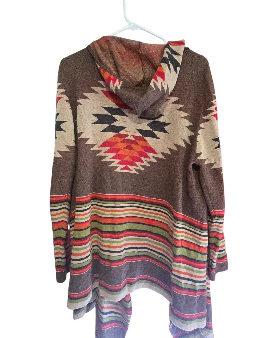 Tasha Polizzi,  Aztec Print Hooded Women's Sweater - Brown and Multi